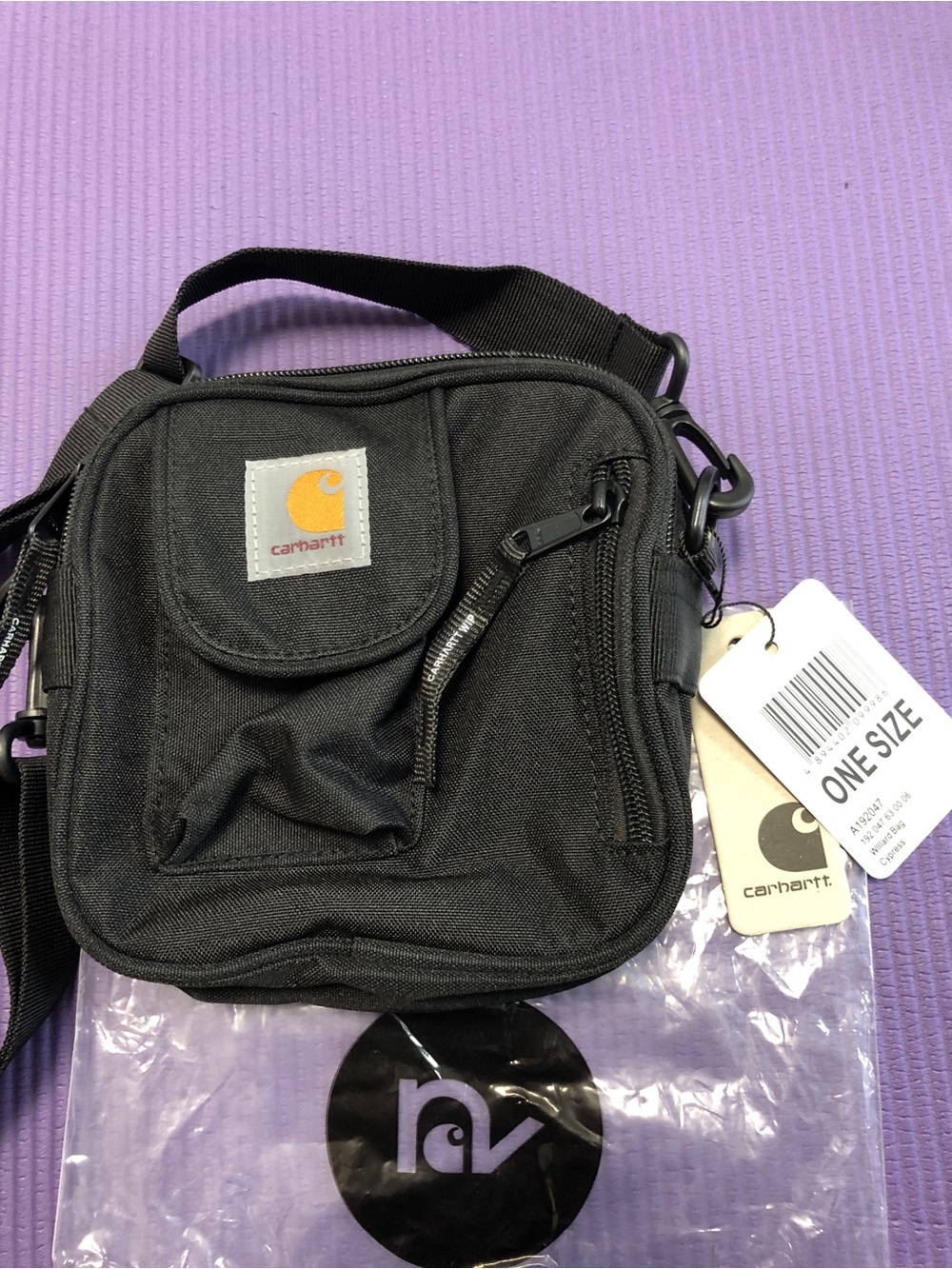 Carhartt WIP Black Crossbody Utility Bag with Logo Patch
